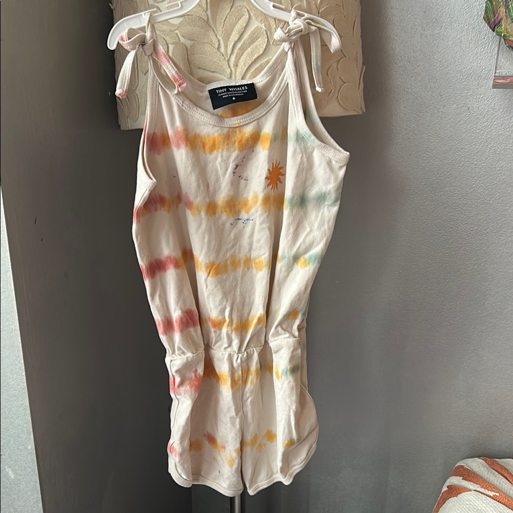Tiny Whales soft cotton tied dyed romper